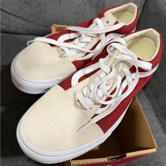 Vans Old Skool Canvas Suede Fire Brick White and Rust Mens 9 Womens 10.5 New - Picture 3 of 8